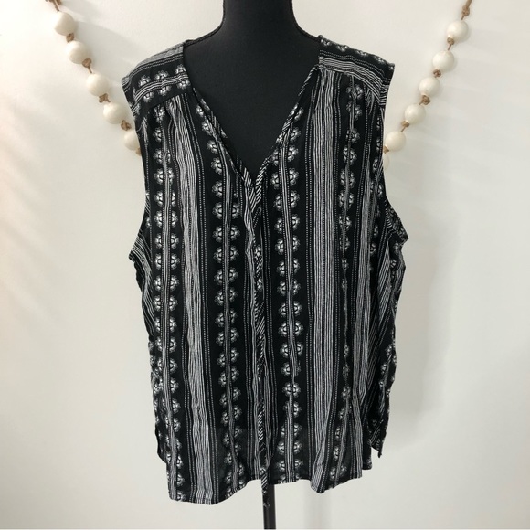 Falls Creek Sleeveless Blouse Black & White Plus Size 3X - Picture 1 of 11